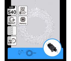 Aigostar - LED Lauko kalėdinė dekoracija 540xLED/6W/230V IP44 šaltai balta 45cm ratas