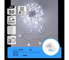 Aigostar - LED lauko kalėdinė girlianda 50xLED 5,3m IP44 šaltai balta
