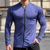 Spring Autumn Men's Jacket Fitness Sportswear Gym Training Long Sleeve Sweatshirt Jogging Male Coat Cardigan Zipper Running Jacket S mėlyna