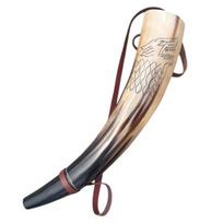 40,64 cm Rankomis graviruotas vikingų karo ragas Natūralus jautienos ragas Kovos trimitas Viduramžių Cosplay Aksesuaras Dovana Vestuvėms, Padėkos dienai, Kalėdoms beige