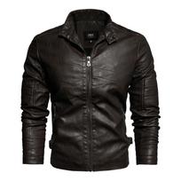 Rudens ir žiemos vyriškas odinis švarkas PU švarkas Slim Fit verslo atsitiktinis vyriškas retro XXL kava