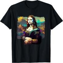 Cyberpunk Aesthetic - Cyberpunk Mona Lisa - Famous Painting T-Shirt XXXXXL juoda