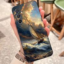 Burlaivių meno paveikslai Telefono dėklas Samsung S25 Edge S24 S23 S22 S21 S20 Ultra Plus Fe Galaxy A54 A53 A34 A25 A16 Silikoninis Samsung S23 Plus black