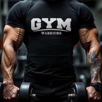 Gym Warriors Men Cotton TShirt Athletic Streetwear Casual Fitness Style M black