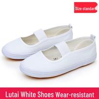 Lutai Unisex White Canvas Lace-Up Casual Gym & Work Shoes 35 white
