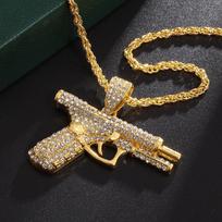 New Hip-hop Small Pistol Jewelry Trendy Clavicle Chain Pendant Necklace 60CM(Necklace Long) gray