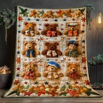 Teddy Bear Quilt Suitable for Sofa, Bedroom, Living Room, Bed, Couch, Chair Soft and Warm Blanket Size: 75*100cm, Weight: 280 GSM
