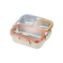 Bento Lunch Box 3 Compartment Reusable BPA Free Leak Proof Sealing Lids for School Kids Office Worker Use A1 gray
