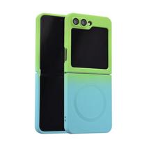 Luxury Gradient Case for Samsung Galaxy Z Flip 8 7 6 5 4 3 Soft Silicone Magnetic Charging Cover for Samsung ZFlip 6 7 8 for Samsung Z Flip 6 green