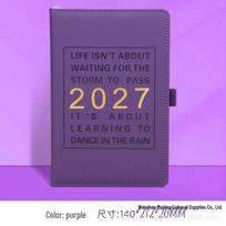 2027 English Daily Planner & Calendar: 365-Day Strap Schedule & Time Management Diary English Version violetinė