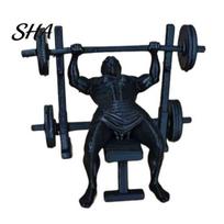 3D Printed Bodybuilding Figurine Fitness Man Figurine, Barbell Statue for Gym Decor, Muscular Matte Black Decor Desktop Ornament, Compact Strength juoda