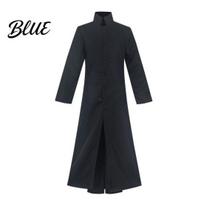 Ankle-length Windbreaker Men Performance Halloween Cosplay Stage Show Costume Stand Coat Collar Vintage Style Double-layered Trench Play Prop M juoda