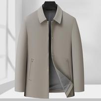 2026 Men's Plus Size Casual Autumn Lapel Windbreaker Jacket - Versatile Business Dad's Outerwear 6XL chaki