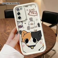 Phone case: 2D flat Samsung Galaxy A34 A35 M05 M06 S20 S22 S21 FE Plus 5G protective case, three-flower cat, perfect Christmas and Halloween holiday g Galaxy A57 5G balta