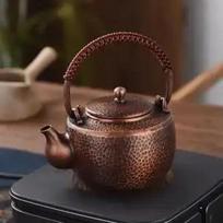 450Ml Pure Copper Teapot Pure Handmade Small Boiling Kettle Lifting Beam Teapot Vintage Health Tea Infuser Kung Fu Tea Set black