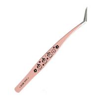 Bent Tip Scrapbooking Tweezers With Ergonomic Handle Stainless Steel Tweezers For Sticker Small Decoration Placement rožinė