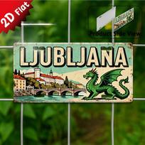 D Flatpc Vintage Metal Sign Decorative Only Outdoor Plaque  Wall Decor Ljubljana Dragon Bridge Landscape Aluminum Sign 15x30cm(5.9x7.8inch) beige