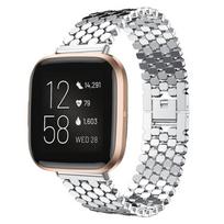 Fish‑Scale‑Texture Metal Watch Band for Fitbit Versa 4 Versa 3 Sense 2 Sense, Replacement Strap, Strap Only For Fitbit Versa 2/Versa/Versa Lite auksinė