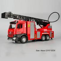 1:32 Ladder Truck Water Tanker Military Missile Rocket Launcher Trucks Model Toy Car Metal Diecast Sound Light Models Boys Gifts red