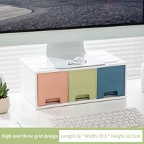Computer Monitor Stand Bracket With Drawer Pc Screen Laptop Working Holder Rack Desktop Storage Organizer For Office Studio A8 beige