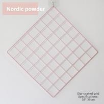 Pastelinės spalvos 30CM kvadratinė vielos tinklo sieninė lentyna, metalinio tinklelio panelis nuotraukoms kabinti ir namų sienų dekoravimui