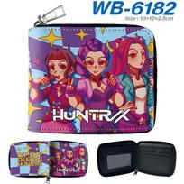K-Pop Demon Hunters Short PU Zip Wallet Anime Card Holder Mini Coin Purse Black 1pcs Zipper style