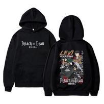 Anime Attack on Titan Levi Ackerman Graphic Hoodie Men's Women's Cartoon Manga Hooded Sweatshirt Male Vintage Oversized Hoodies S black