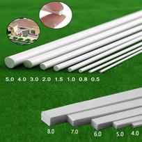 2-50 vnt ABS apvalus / kvadratinis kieto strypo plastikinis baltas suvirinimo strypas „pasidaryk pats“ namas smėlio stalo modelis statybinio lazdos įrankis round 0.8x250mm 50pc