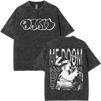 Rapper Mf Doom Tour 2025 Vintage Washed T Shirts Men's Women Fashion Oversized T-shirts Y2K Hip Hop Gothic Short Sleeve T Shirts 4XL gray