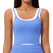 Two-Piece Color-Block Sport Vest & Underwear Set for Casual Running Extra Large dangaus mėlyna spalva