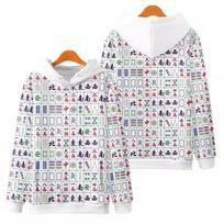 Mahjong Graphic Hoodie Streetwear Printed Hooded Sweatshirt Men Women Cosplay Sports Pullovers XXS gray