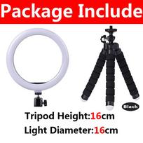 LED Ring Light Photography Adjustable Lighting Phone Ringlight With 20cm Tripod Stand USB Round Fill Lamp For Phone Video Live black