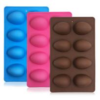 Egg Shaped Silicone Mold for Baking 8-Cavity Food-Grade Non-Stick Chocolate Molds Flexible Easter Freezer Molds Dishwasher Safe Cake Jello Ice Cream D pink