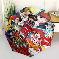 1pc Digimon Cross Wars Outdoor Umbrella - Automatic Opening/Closing, Portable 3-Fold Design, 8-Rib Iron Frame - Perfect Gift for Fans, Travelers, black