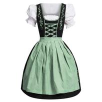 Moterų suknelė Oktoberfest Dirndl su raišteliais Festivalio kostiumas Cosplay vakarėlio suknelės XXL žalia