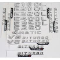 Chromuotos raidės E200 E220 E250 Simboliai E260 E280 E300 E320 E350 E400 E450 E500 E550 4MATIC Emblemos Benz W212 W213 Ženkleliai LU4 1 x V6 BITURBO gray