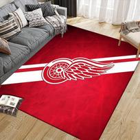 Detroit Red Wings Flannel Pattern Square Carpet,Area Rug,Carpet Rug for Living Room Bedroom Sofa Playroom Decor,Non-slip Floor Mat 60x90cm( 23x35in )