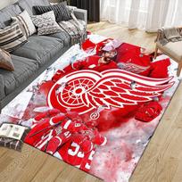 Detroit Red Wings Flannel Pattern Square Carpet,Area Rug,Carpet Rug for Living Room Bedroom Sofa Playroom Decor,Non-slip Floor Mat 40x60cm( 15x23in )
