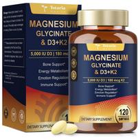 Totaria Magnesium Glycinate 500mg Vitamin D3 K2 High-Dose Mineral Supplement Highly Absorbable Sleep & Muscle Supplement 1 pcs 120 Tablets