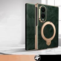 Samsung Galaxy Z Fold8 Fold 8 Wide Ultra natūralios odos atverčiamas dėklas Retro aliejaus vaško prabangus karvės odos stovas Telefono dangtelis Fold8 Galaxy Z Fold8 Ultra žalia
