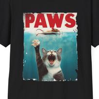 PAWS Katės filmo plakato marškinėliai | Juokinga kačiuko ryklių parodija M blue