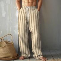 Men's 3D Striped Pattern Printed Baggy Casual Trousers,  Elastic Drawstring Waist with Pockets, for Spring Summer Home Outdoor Vacation 8XL smėlis