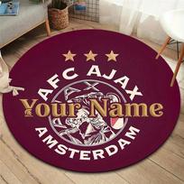 Afc Ajax Crest Custom Name Round Area Rug Carpet Rug For Living Room Bedroom Sofa Playroom Decor Nonslip Floor Mat 120cmx120cm