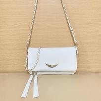 Exquisite French-style crossbody bag for women, trendy messenger bag with Spanish diamond chain 20cm Max Length 30cm beige