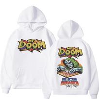 Rapper MF DOOM Hoodie Comic Vintage Style Hip Hop Graphic Hoodies Women Unisex Fashion Casual  Sweatshirt Harajuku Streetwear XXL balta