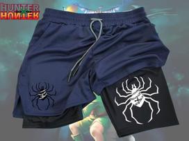 Anime Hunter x Hunter Shorts For Men, Gym Shorts Anime, Workout Jogging Short Pants - Gift For Him M black