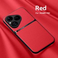 High Grade Luxury Magnetic Car Holder Leather Case For Huawei Pura80 Pro Silicone Protective For Pura80 Ultra Back Cover For Pura80 Ultra raudona