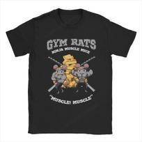 Gym Rats Ninju Muscle Mice Muki Muscular Men's T Shirt Anime Tee Shirt Short Sleeve O Neck T-Shirt Pure Cotton Printi Clothi L gray