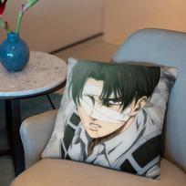 Levi Ackerman Attack On Titan Anime Cushion Cover 2-in-1 Reversible Plush Pillow Cover | Car/Sofa/Bed | Perfect Gift 24x24Inch gray