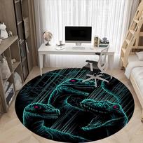1pc Jurassic Dinosaurs Office Round Area Rug, Indoor Mat Suitable For Office,Bedroom Living Room Home Decor, Room Deco a0926105 120cm by 120cm gray